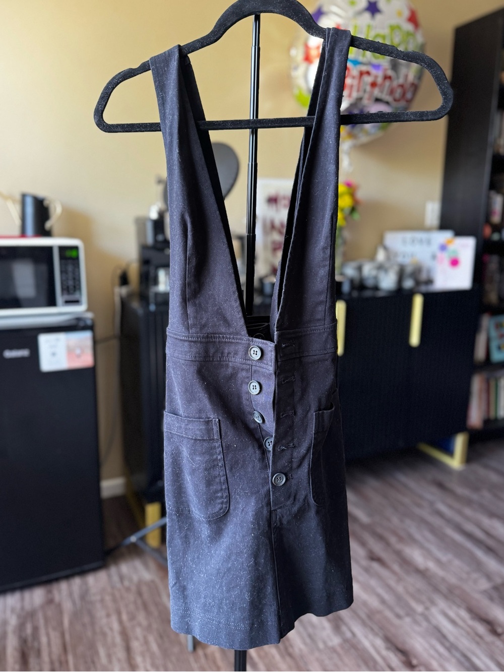 Forever 21 Black Button-Front Suspender Skirt